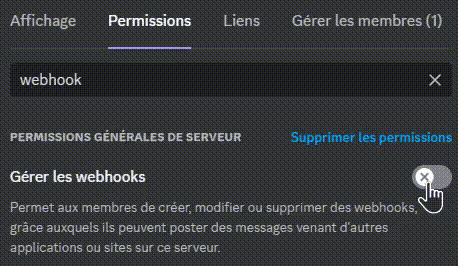 Donner la permission "Gérer les webhooks" à Mr. Robøt